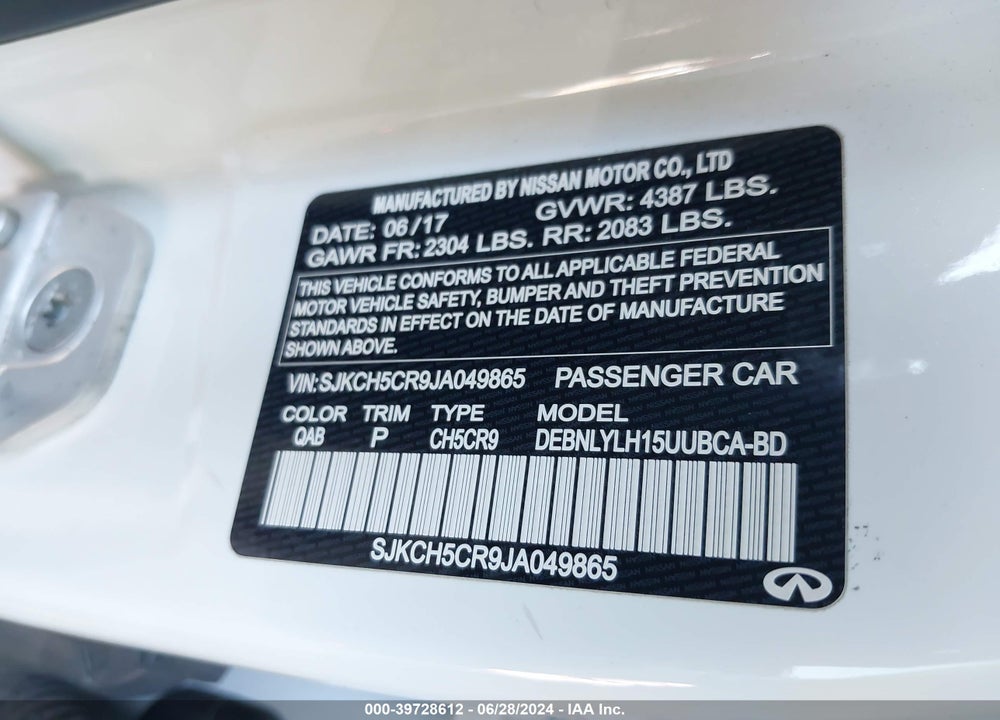 2018 INFINITI QX30 PREMIUM VIN: SJKCH5CR9JA049865