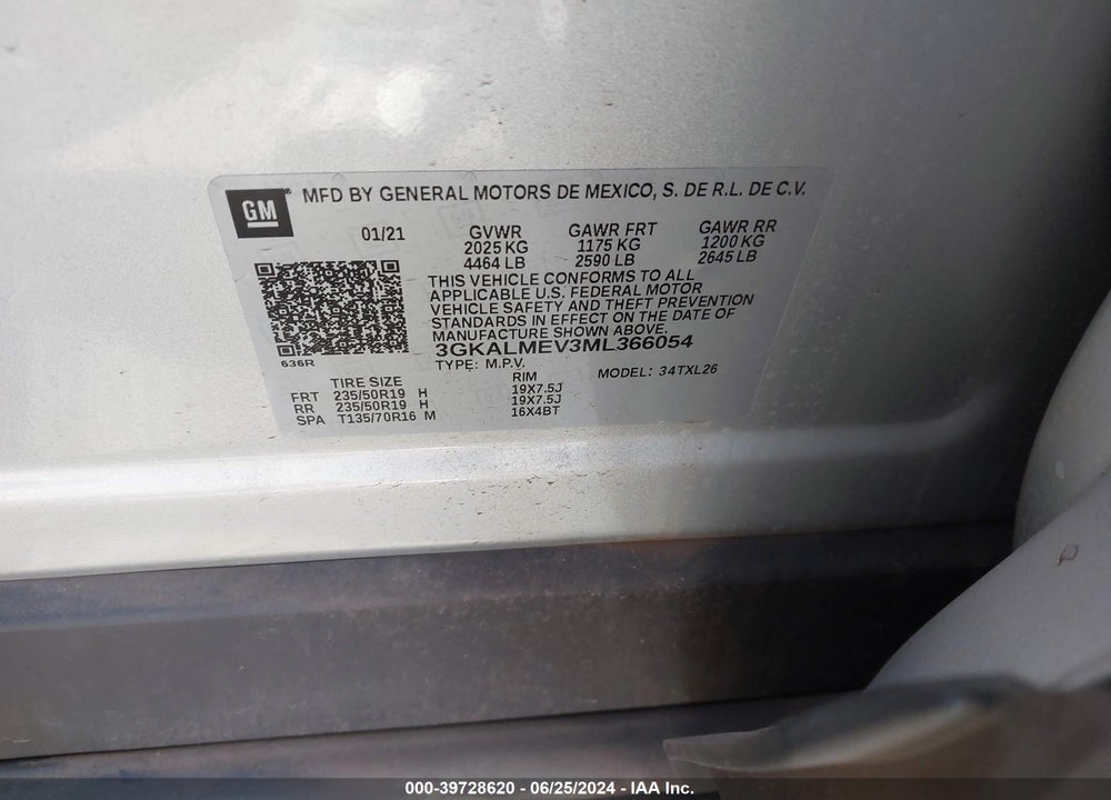 2021 GMC TERRAIN FWD SLE VIN: 3GKALMEV3ML366054