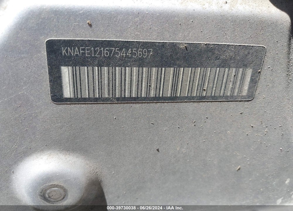 2007 KIA SPECTRA EX VIN: KNAFE121675445697