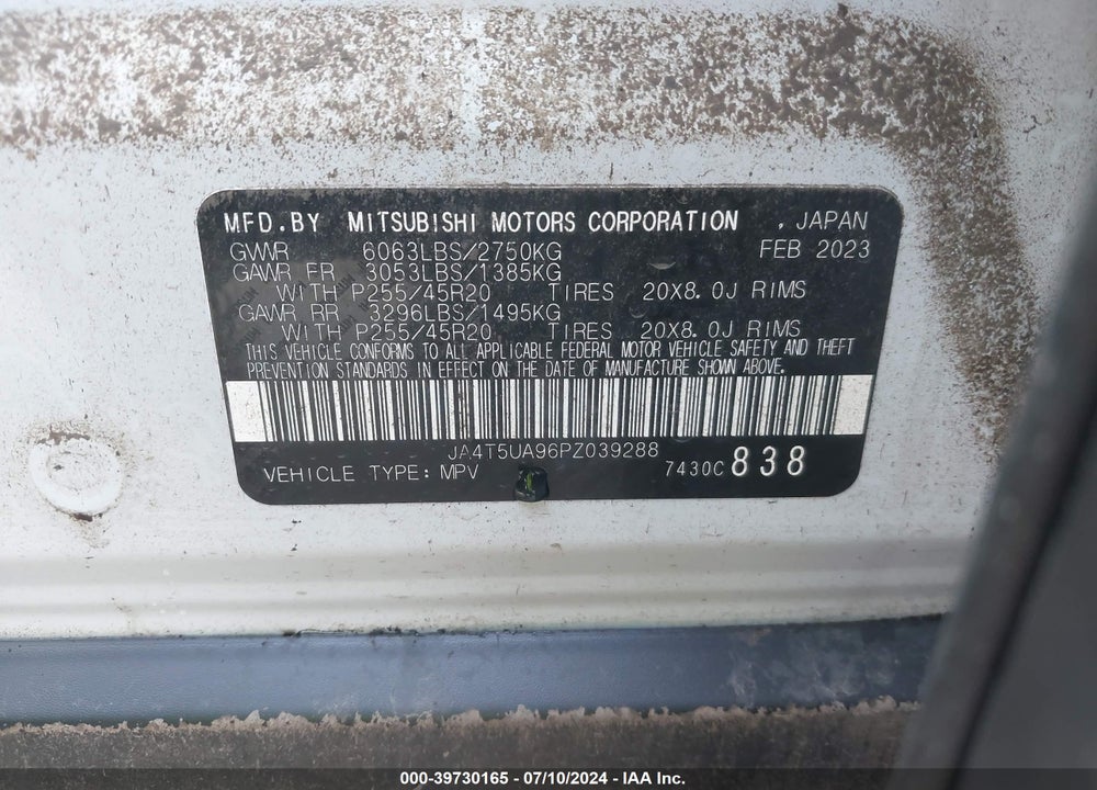 2023 MITSUBISHI OUTLANDER PHEV SE S-AWC VIN: JA4T5UA96PZ039288