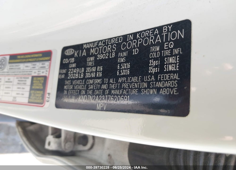 2018 KIA SOUL VIN: KNDJN2A23J7620691