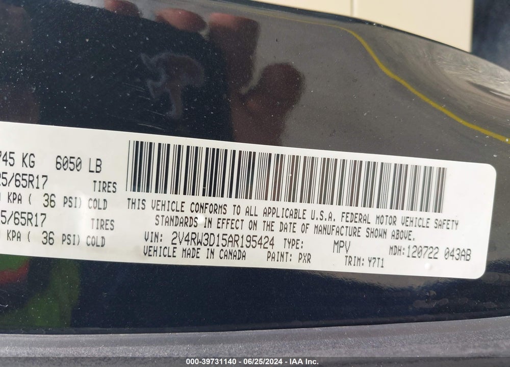2010 VOLKSWAGEN ROUTAN SE VIN: 2V4RW3D15AR195424