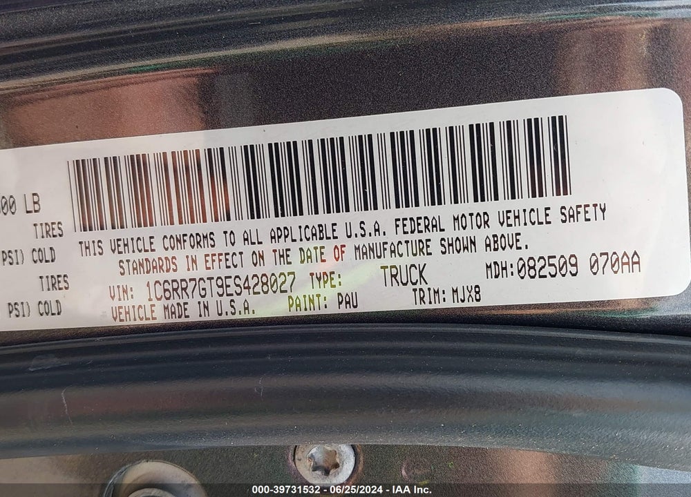 2014 RAM 1500 OUTDOORSMAN VIN: 1C6RR7GT9ES428027