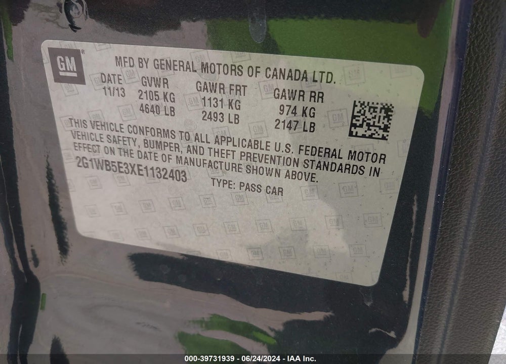 2014 CHEVROLET IMPALA LIMITED LT VIN: 2G1WB5E3XE1132403