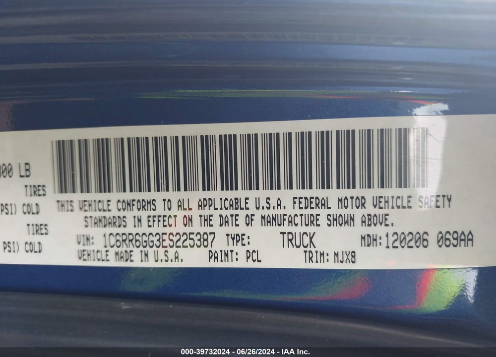2014 RAM 1500 LONE STAR VIN: 1C6RR6GG3ES225387
