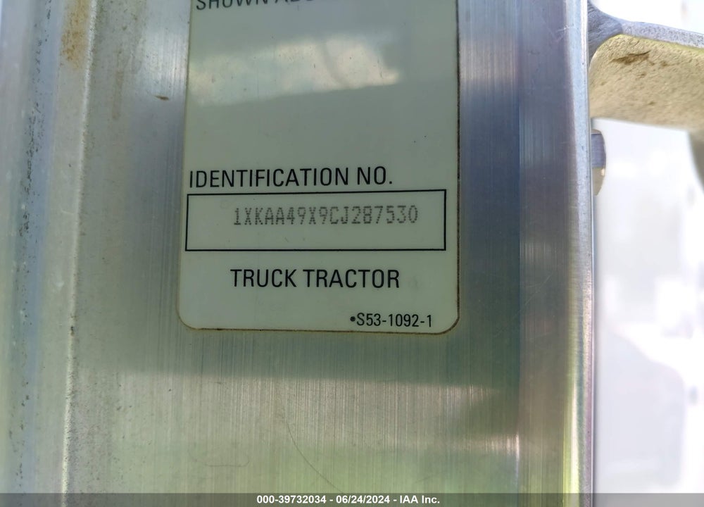 2012 KENWORTH T660 T660 VIN: 1XKAA49X9CJ287530