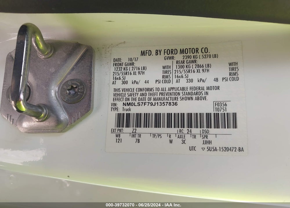 2018 FORD TRANSIT CONNECT XLT VIN: NM0LS7F79J1357836