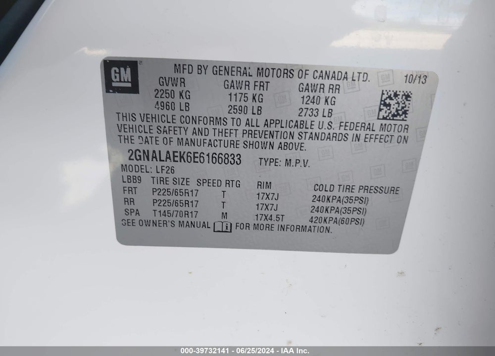 2014 CHEVROLET EQUINOX LS VIN: 2GNALAEK6E6166833