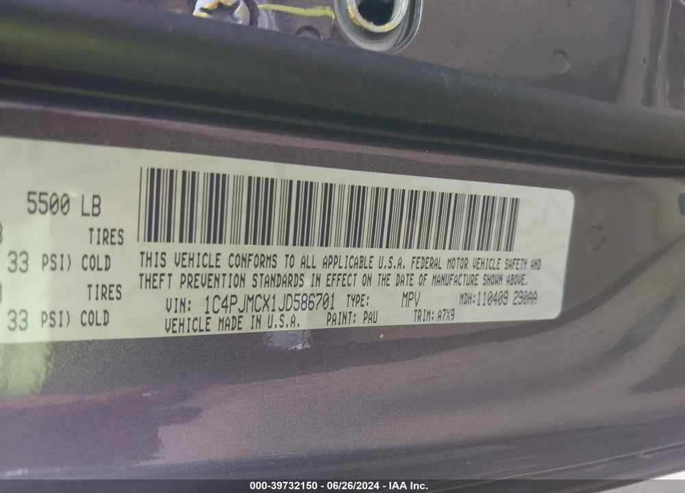 2018 JEEP CHEROKEE LATITUDE TECH CONNECT 4X4 VIN: 1C4PJMCX1JD586701