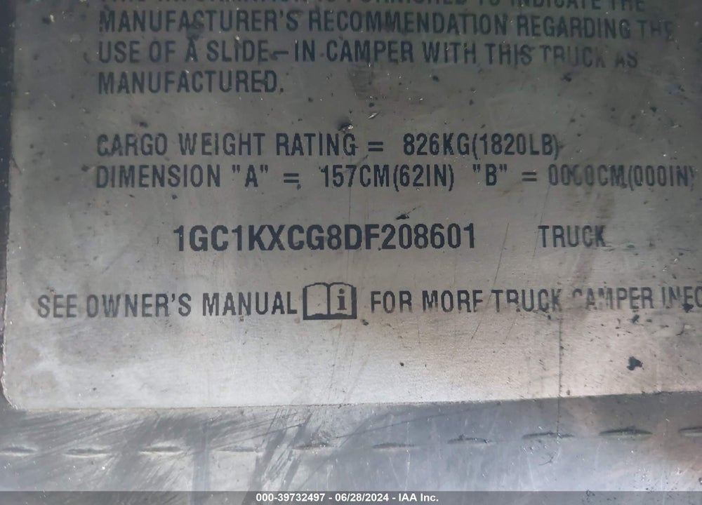 2013 CHEVROLET SILVERADO 2500HD LT VIN: 1GC1KXCG8DF208601