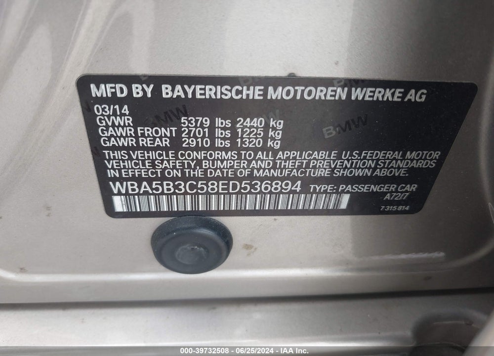 2014 BMW 535I XDRIVE VIN: WBA5B3C58ED536894