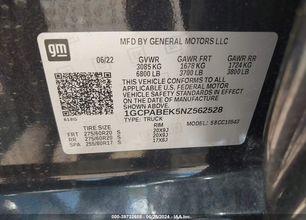 2022 CHEVROLET SILVERADO 1500 2WD SHORT BED CUSTOM VIN: 1GCPABEK5NZ562528