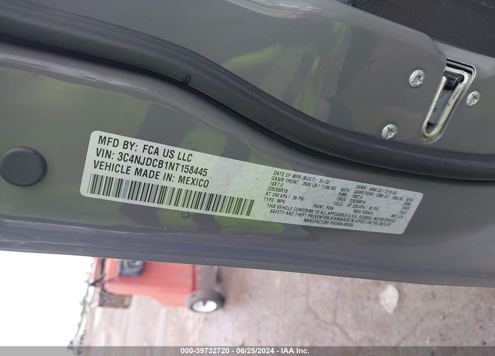 2022 JEEP COMPASS VIN: 3C4NJDCB1NT158445