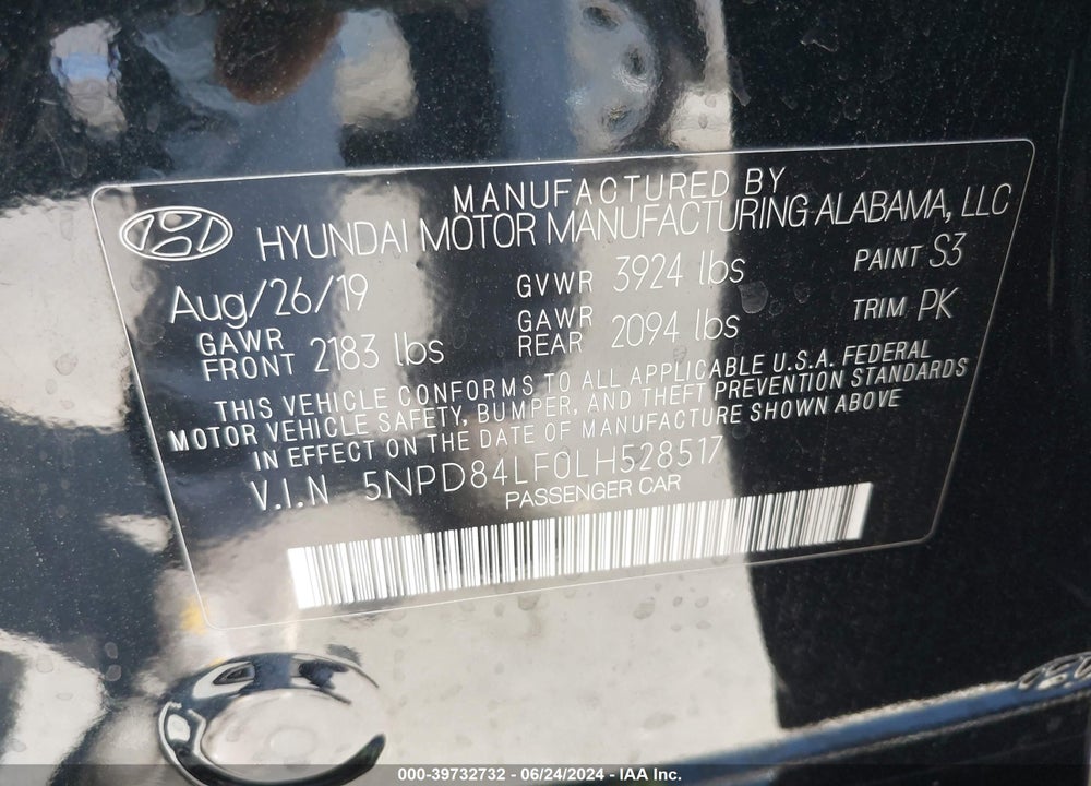 2020 HYUNDAI ELANTRA SEL VIN: 5NPD84LF0LH528517