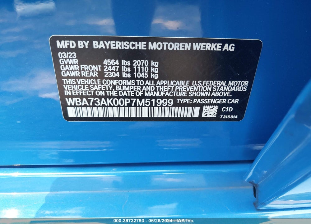 2023 BMW 228 GRAN COUPE I XDRIVE VIN: WBA73AK00P7M51999