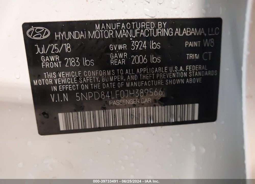 2018 HYUNDAI ELANTRA VALUE EDITION VIN: 5NPD84LF0JH389566