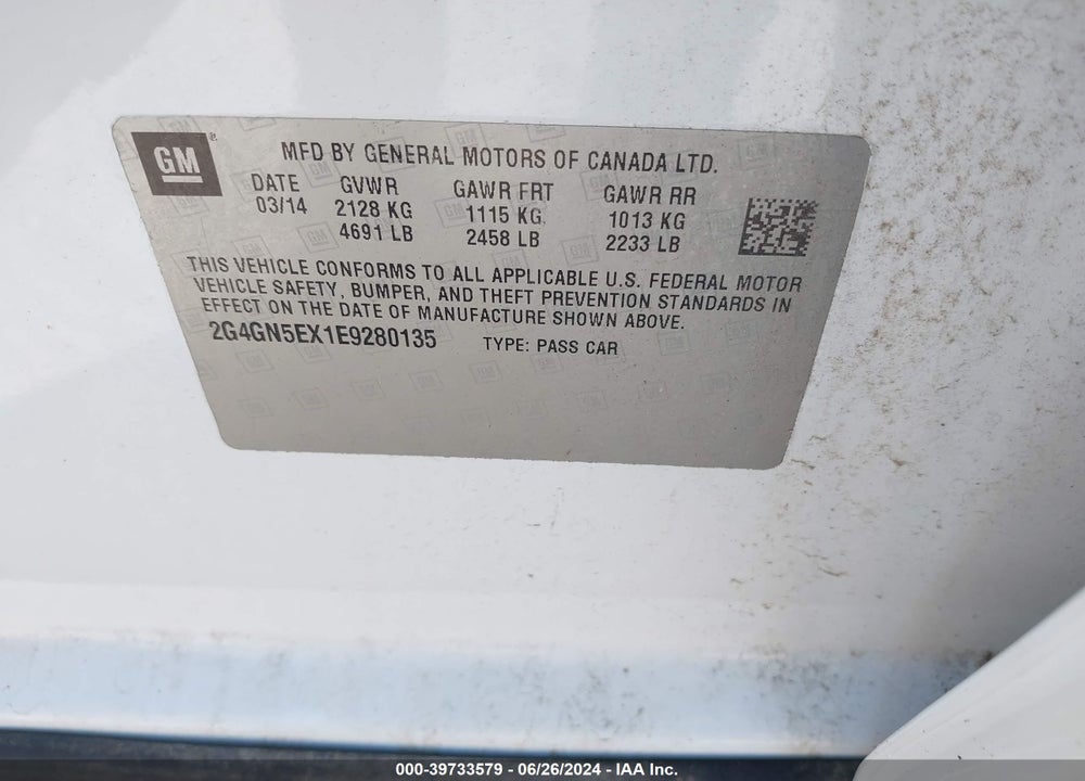 2014 BUICK REGAL TURBO/E-ASSIST PREMIUM I VIN: 2G4GN5EX1E9280135