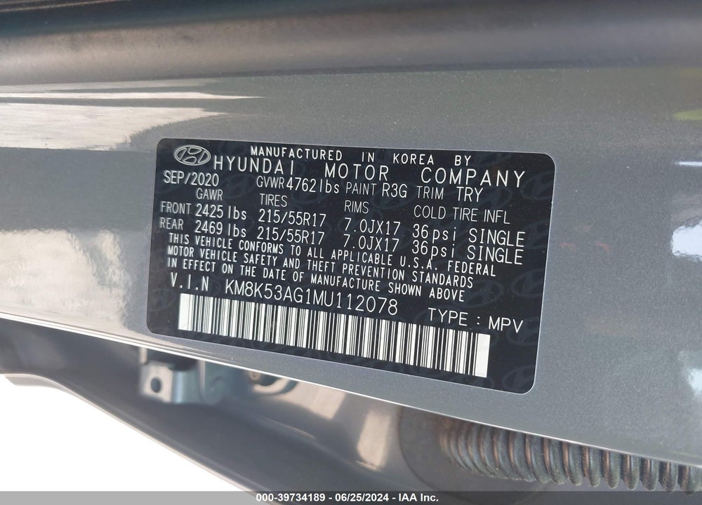 2021 HYUNDAI KONA ELECTRIC ULTIMATE VIN: KM8K53AG1MU112078