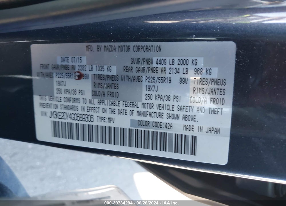 2016 MAZDA CX-5 GRAND TOURING VIN: JM3KE2DY4G0689306