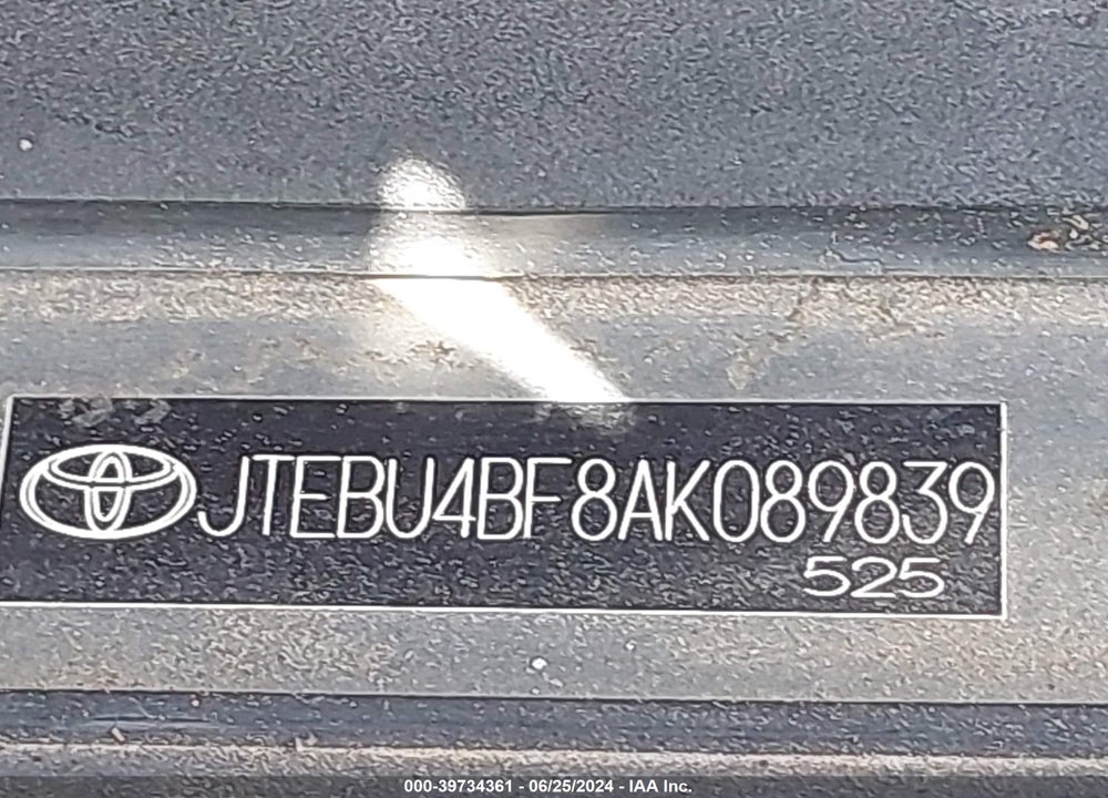 2010 TOYOTA FJ CRUISER VIN: JTEBU4BF8AK089839