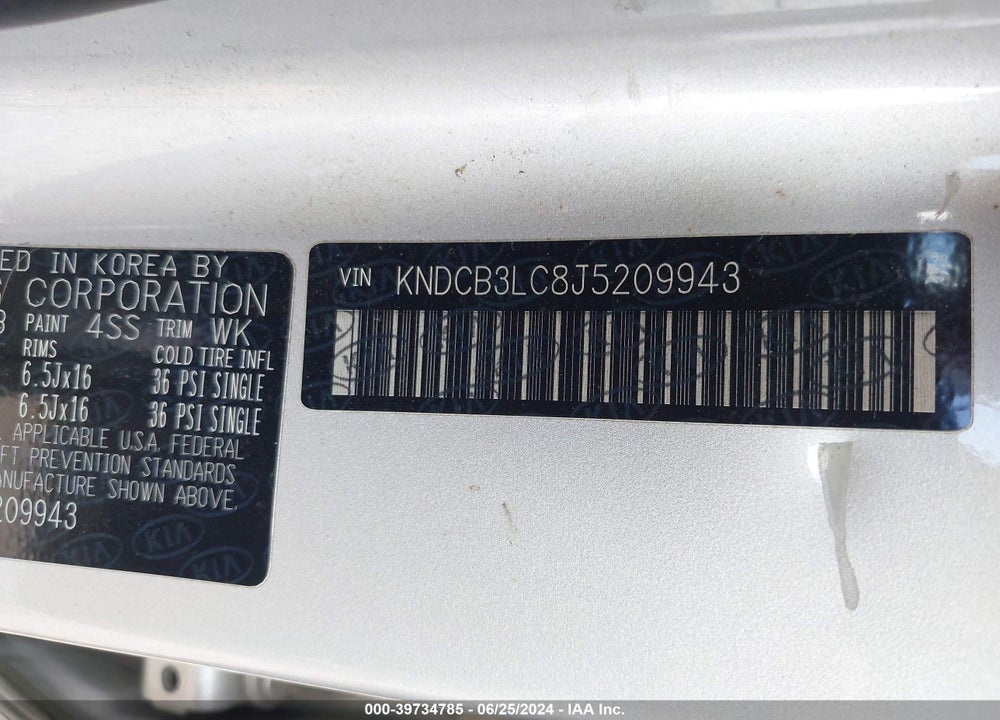 2018 KIA NIRO LX VIN: KNDCB3LC8J5209943