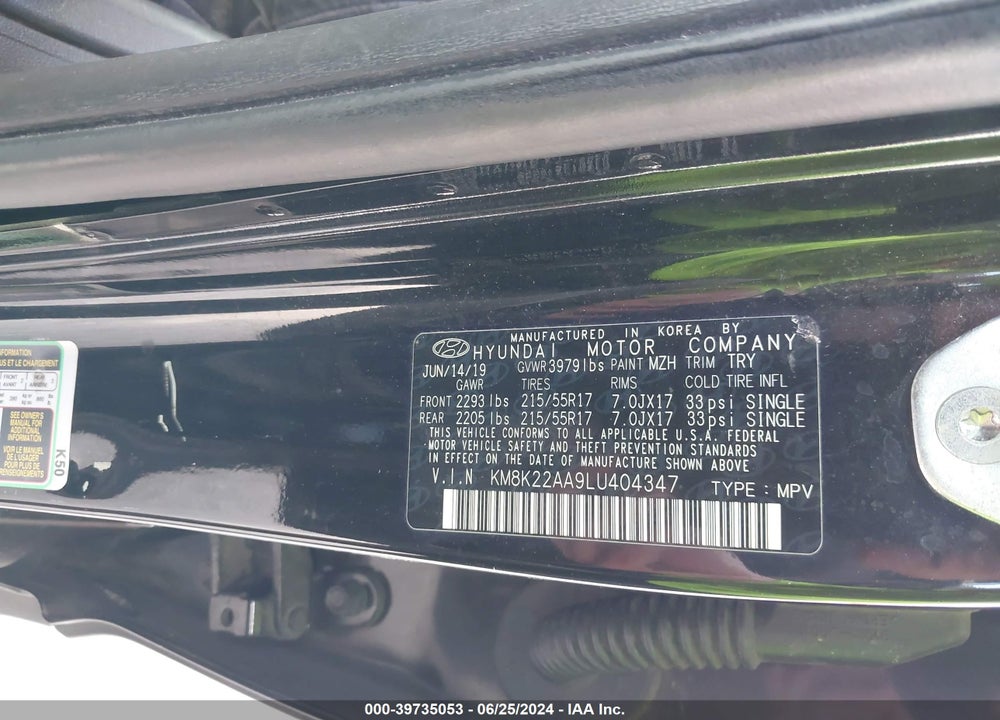 2020 HYUNDAI KONA SEL VIN: KM8K22AA9LU404347