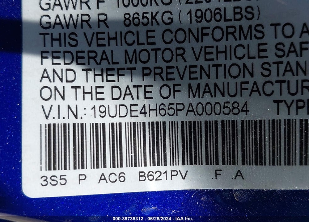 2023 ACURA INTEGRA A-SPEC W/ TECHNOLOGY VIN: 19UDE4H65PA000584