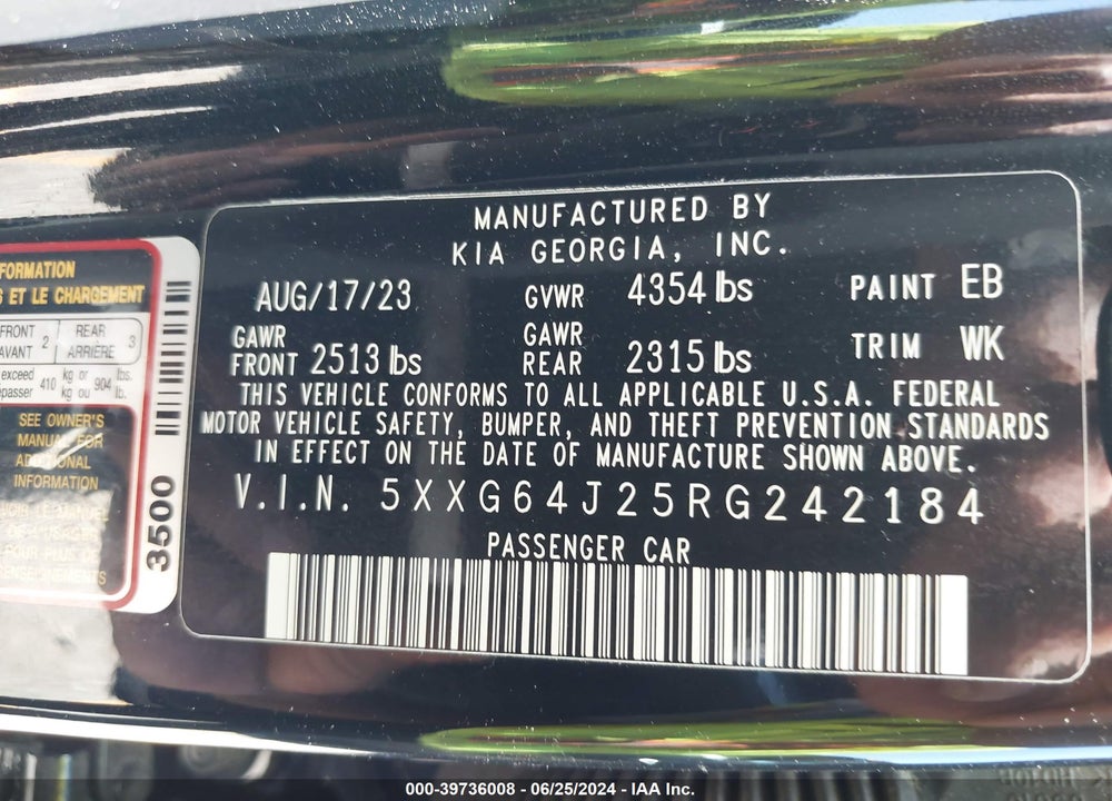 2024 KIA K5 GT LINE VIN: 5XXG64J25RG242184