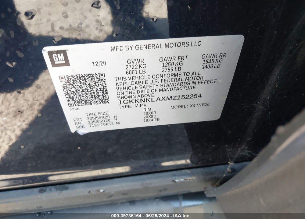 2021 GMC ACADIA FWD SLE VIN: 1GKKNKLAXMZ152254