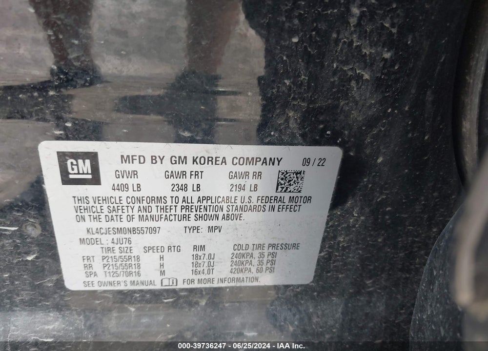 2022 BUICK ENCORE AWD PREFERRED VIN: KL4CJESM0NB557097