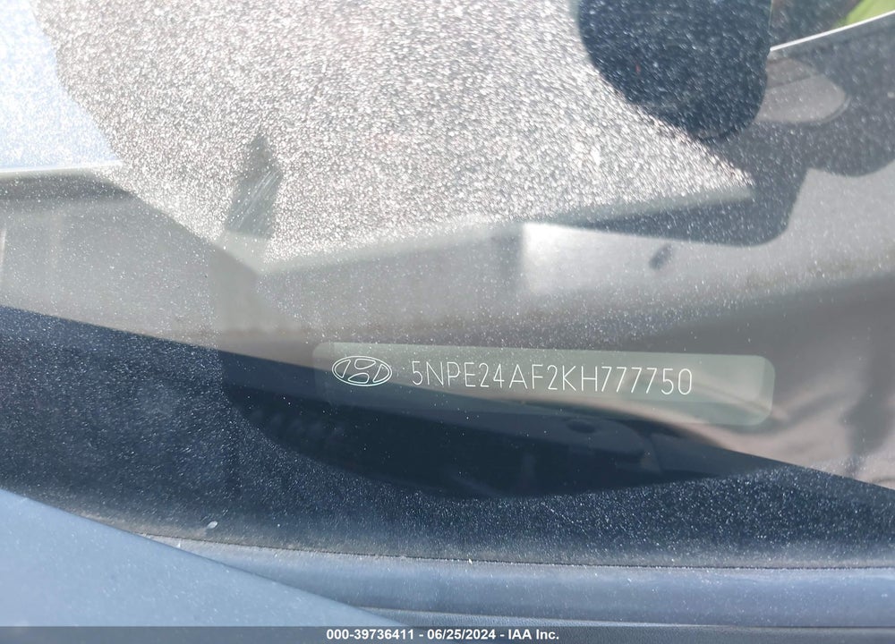 2019 HYUNDAI SONATA SE VIN: 5NPE24AF2KH777750