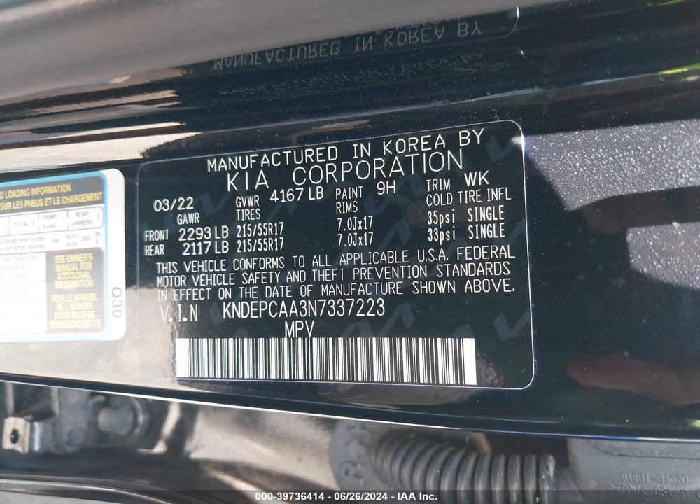 2022 KIA SELTOS LX VIN: KNDEPCAA3N7337223