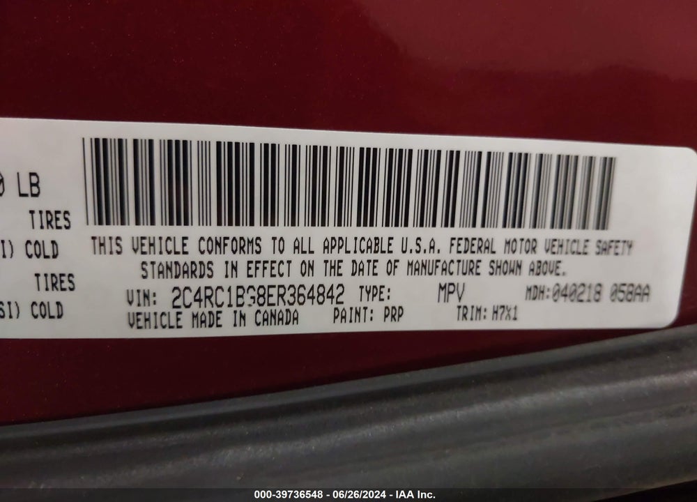 2014 CHRYSLER TOWN & COUNTRY TOURING VIN: 2C4RC1BG8ER364842