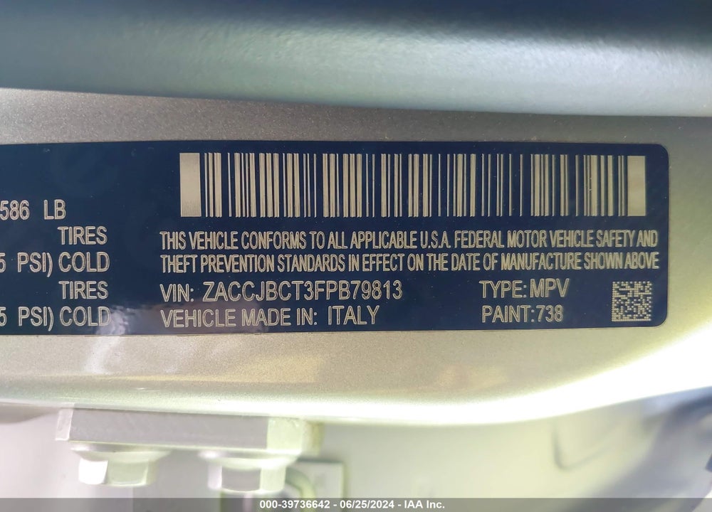 2015 JEEP RENEGADE TRAILHAWK VIN: ZACCJBCT3FPB79813