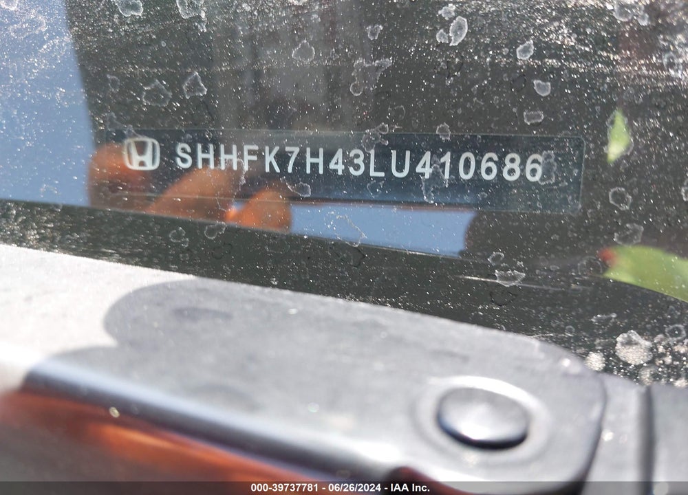 2020 HONDA CIVIC SPORT VIN: SHHFK7H43LU410686