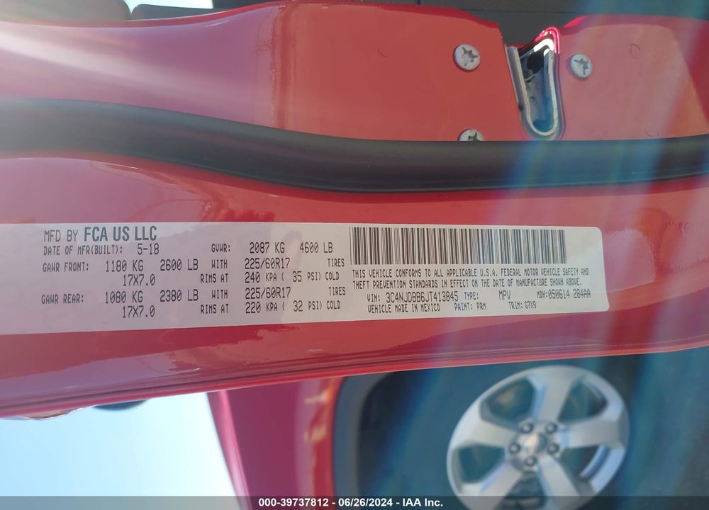 2018 JEEP COMPASS LATITUDE 4X4 VIN: 3C4NJDBB6JT413845
