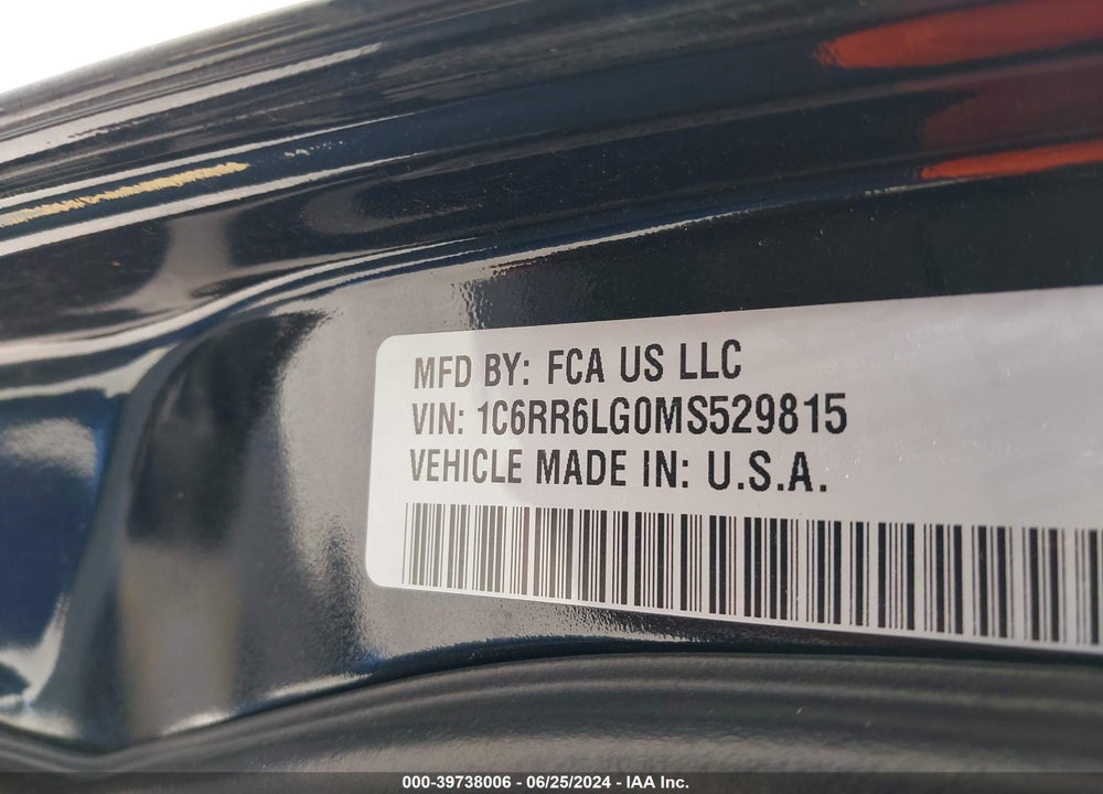 2021 RAM 1500 CLASSIC SLT 4X2 5'7 BOX VIN: 1C6RR6LG0MS529815
