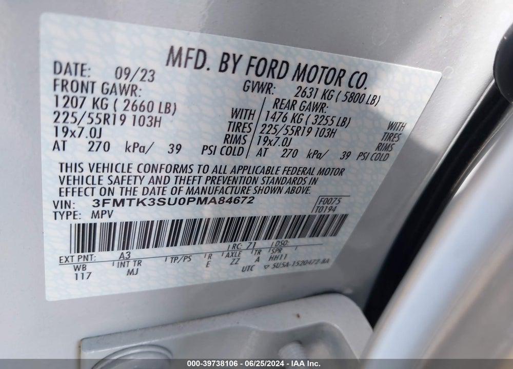 2023 FORD MUSTANG MACH-E PREMIUM VIN: 3FMTK3SU0PMA84672