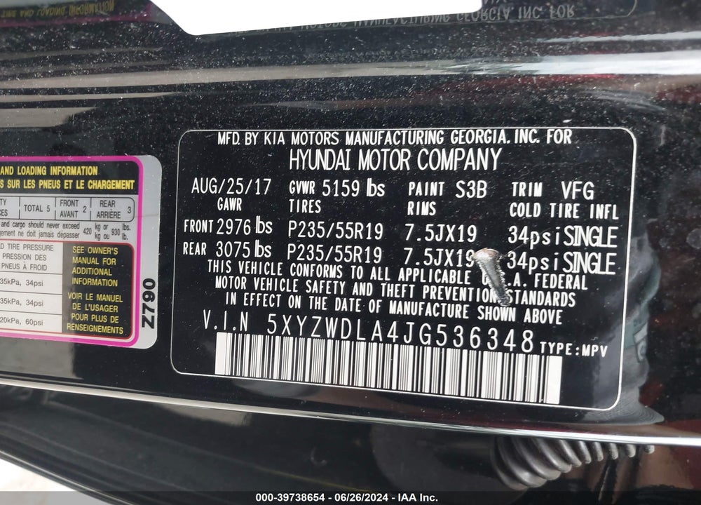 2018 HYUNDAI SANTA FE SPORT 2.0T ULTIMATE VIN: 5XYZWDLA4JG536348
