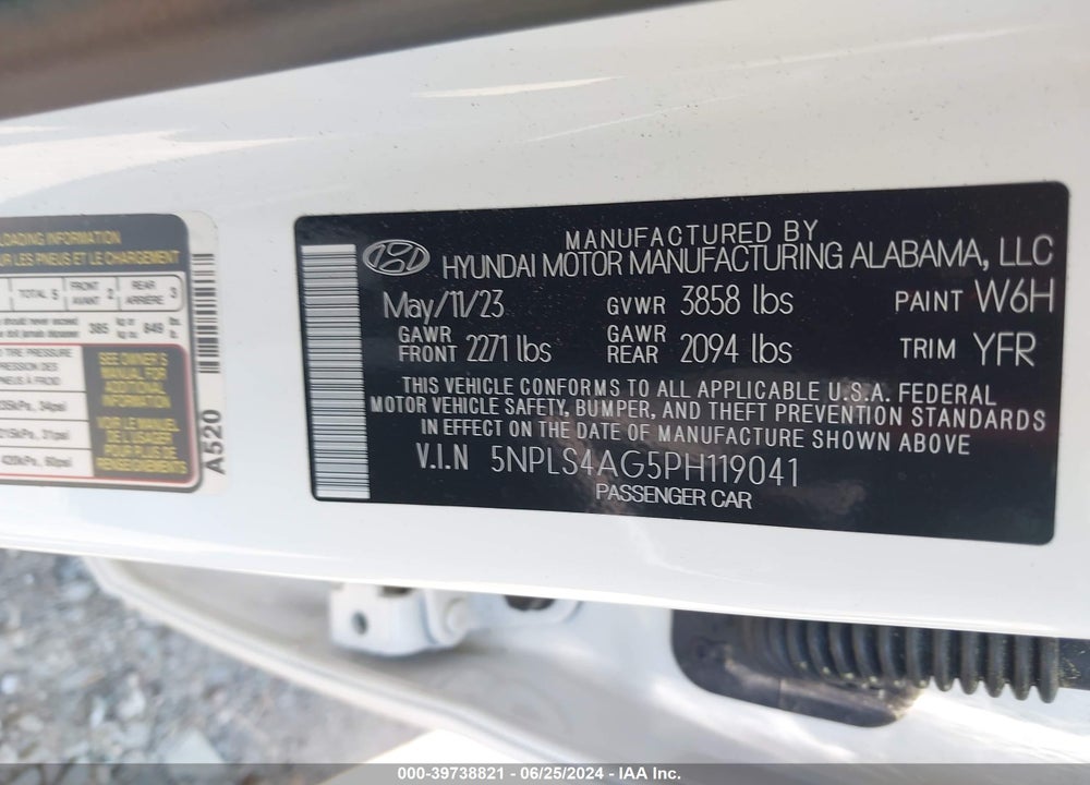 2023 HYUNDAI ELANTRA SEL VIN: 5NPLS4AG5PH119041