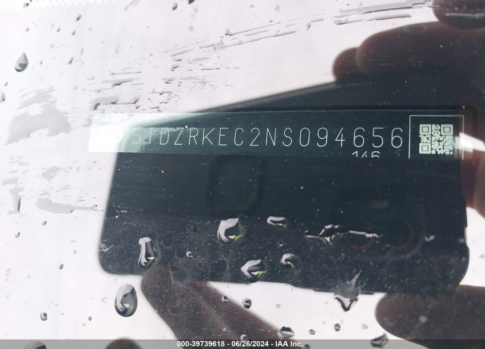 2022 TOYOTA SIENNA LIMITED VIN: 5TDZRKEC2NS094656
