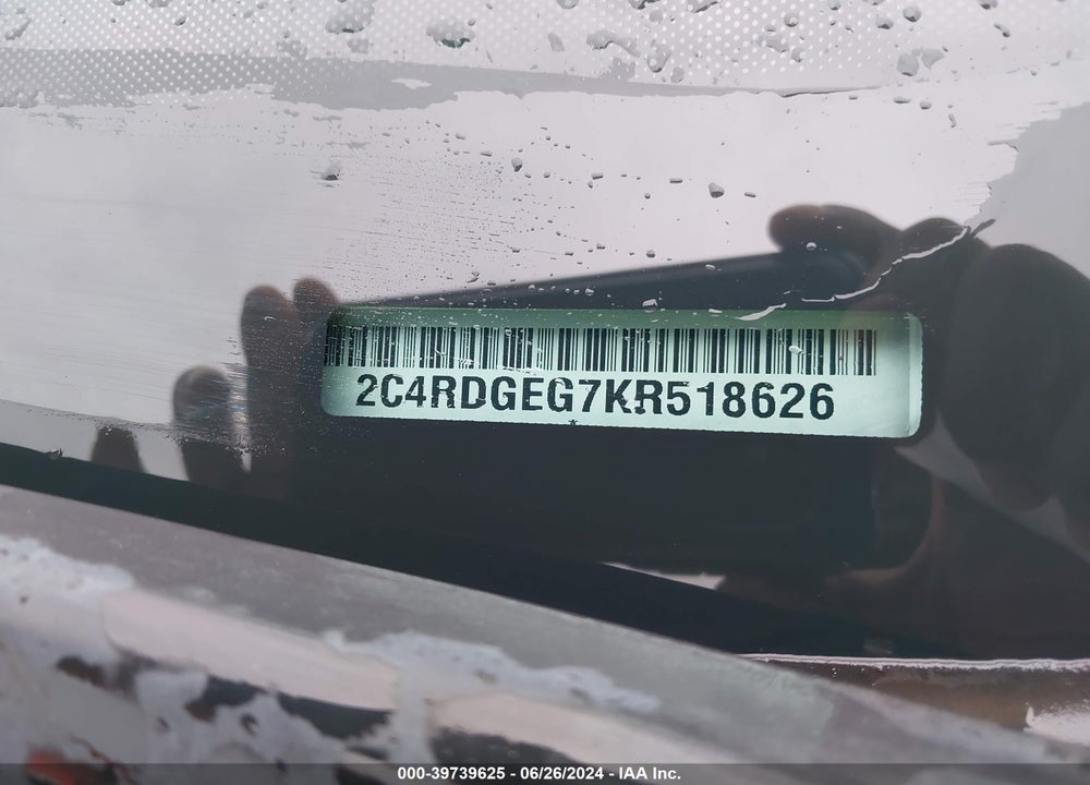 2019 DODGE GRAND CARAVAN GT VIN: 2C4RDGEG7KR518626