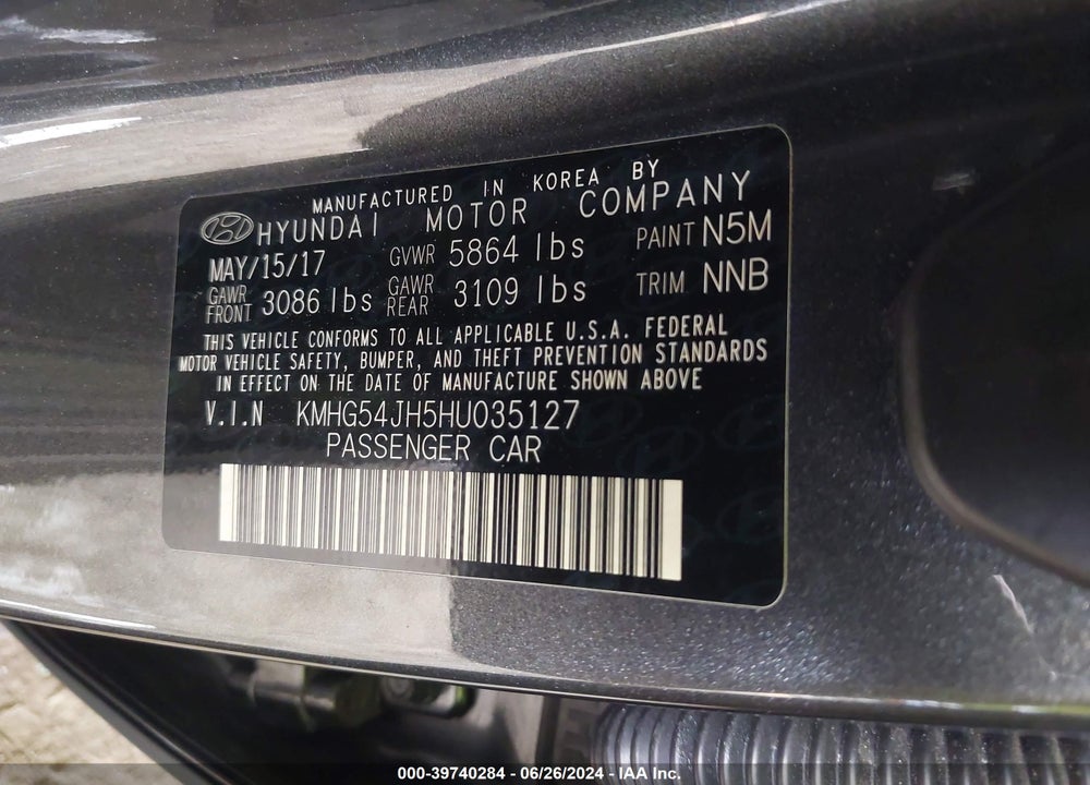 2017 GENESIS G90 VIN: KMHG54JH5HU035127