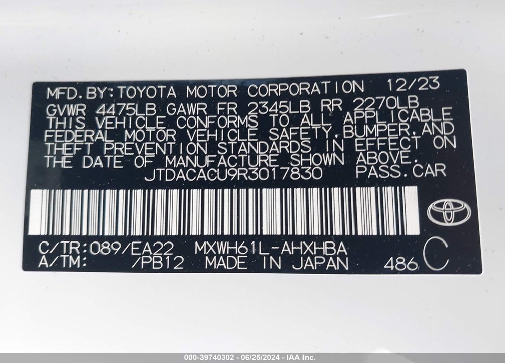 2024 TOYOTA PRIUS PRIME XSE PREMIUM VIN: JTDACACU9R3017830