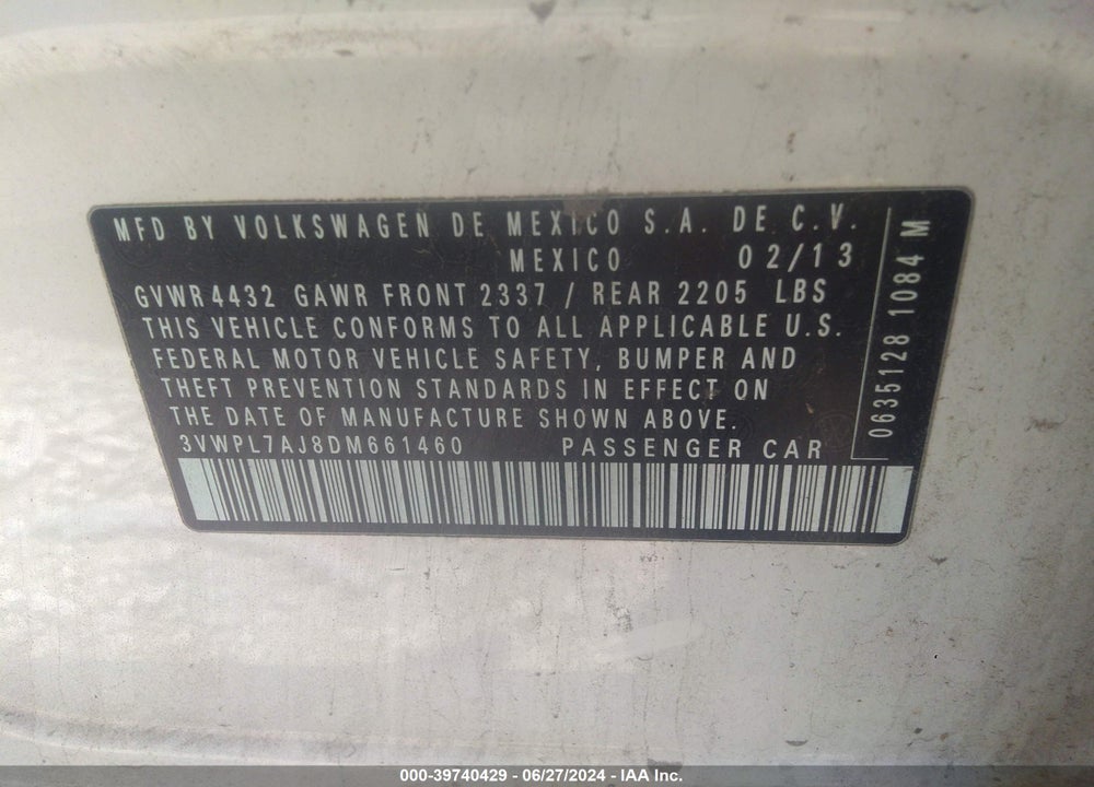2013 VOLKSWAGEN JETTA SPORTWAGEN 2.0L TDI VIN: 3VWPL7AJ8DM661460