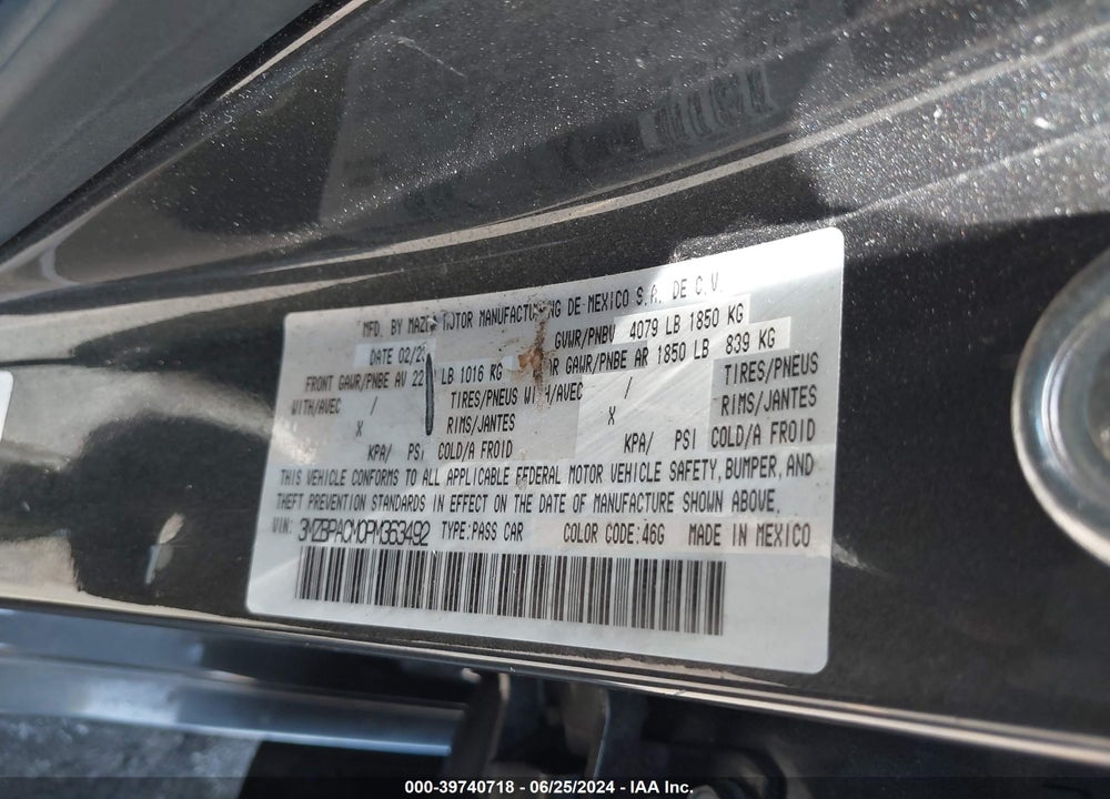 2023 MAZDA 3 2.5 S PREFERRED VIN: 3MZBPACM0PM363492