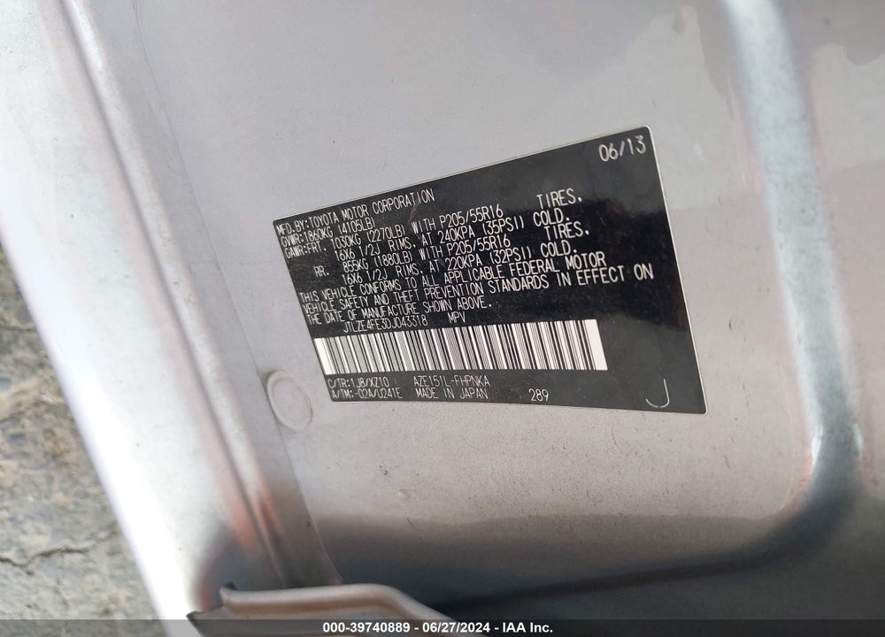 2013 SCION XB 10 SERIES VIN: JTLZE4FE3DJ043318