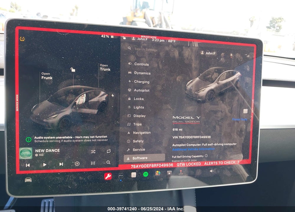 2024 TESLA MODEL Y PERFORMANCE DUAL MOTOR ALL-WHEEL DRIVE VIN: 7SAYGDEF8RF049936