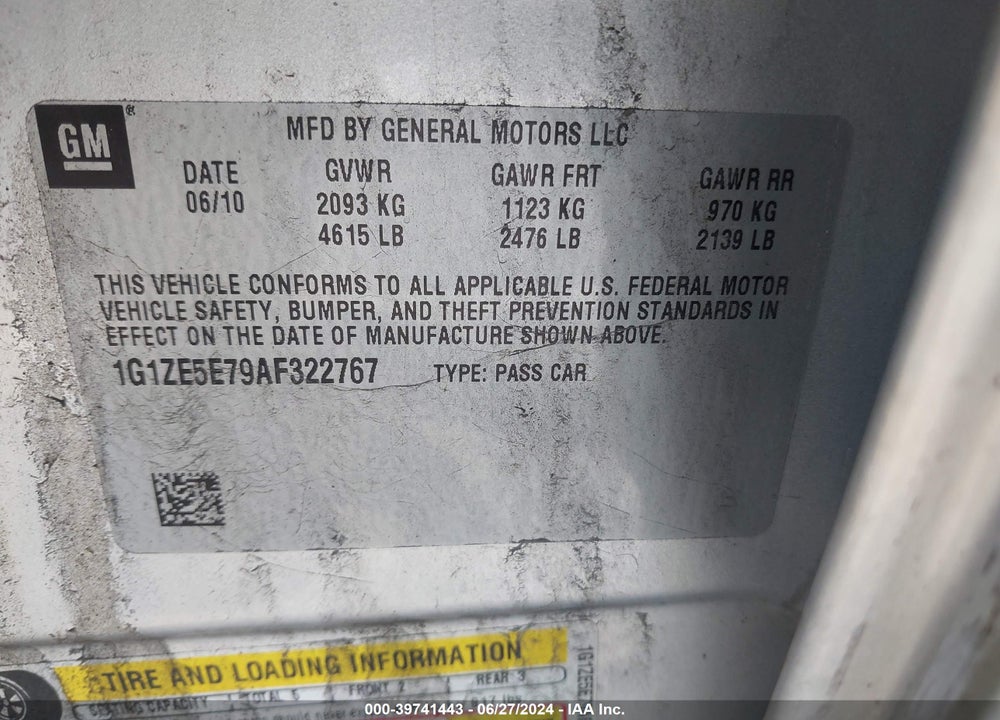 2010 CHEVROLET MALIBU LTZ VIN: 1G1ZE5E79AF322767
