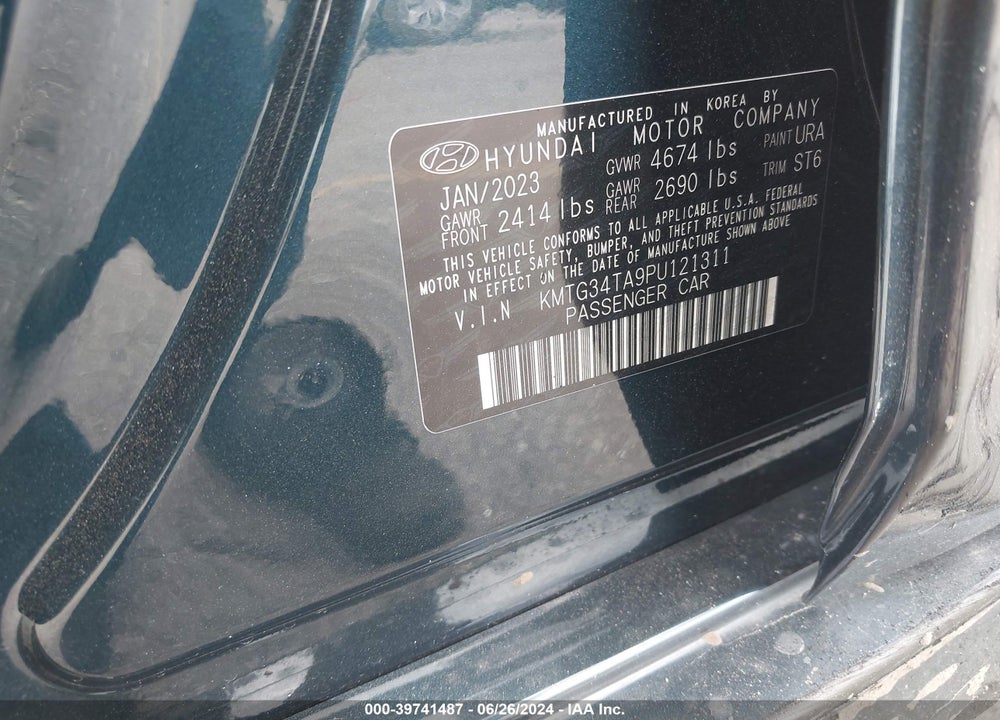 2023 GENESIS G70 2.0T RWD VIN: KMTG34TA9PU121311